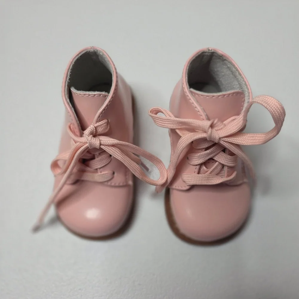 Casso Walker Pink Patent Leather Lace Up Boots Kids Size 3.5 0441501-3